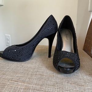 Black Peep Toe Heels